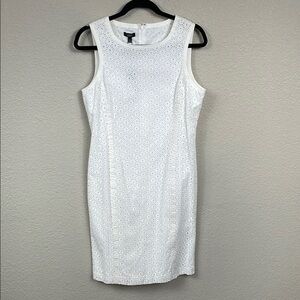 NWT Talbots Eyelet Embroidered Sheath Shift Dress Coastal Sleeveless Sz 8